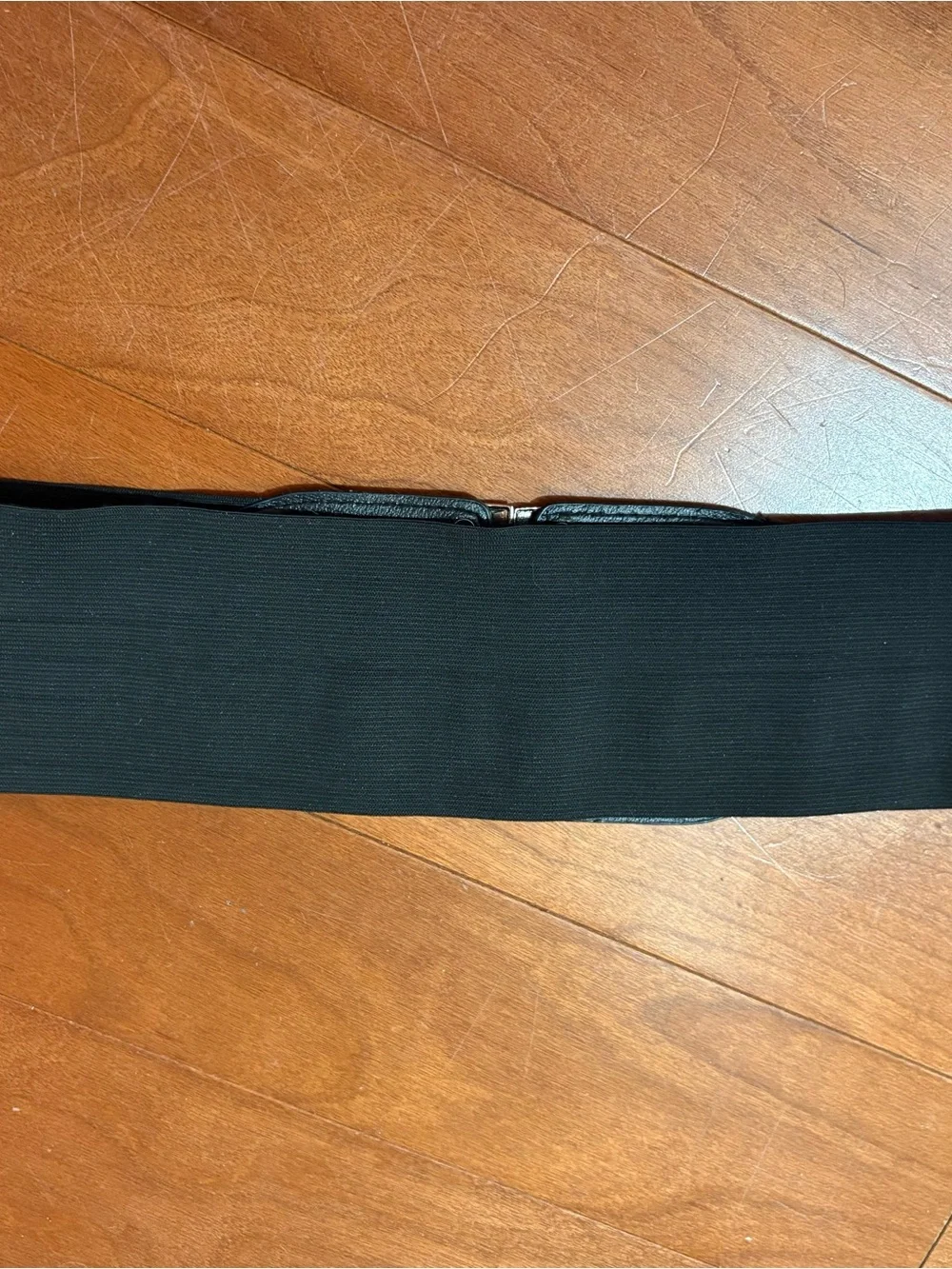 Classic Black Wide Faux Leather Waist Belt with Silver Circle Buckle